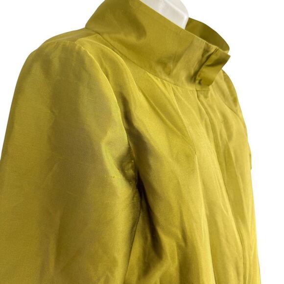 Chicos Travelers Collection Lentil Green Lined Silk Blend Jacket Blazer sz 1 / M - Picture 4 of 16